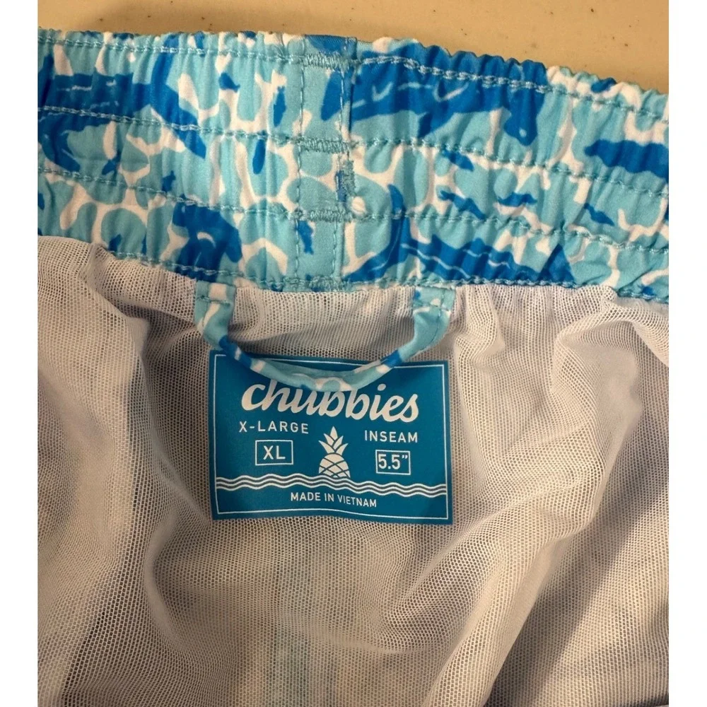 Chubbies Swim Trunks Men XL Blue‎ Shark Sides 5.5